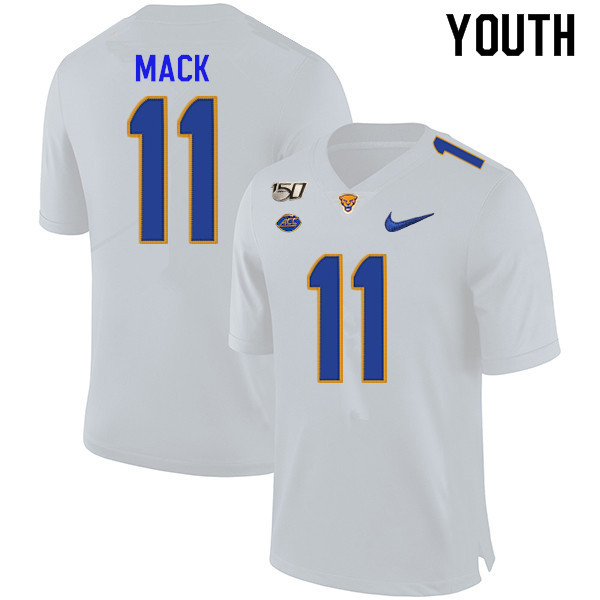 2019 Youth #11 Taysir Mack Pitt Panthers College Football Jerseys Sale-White